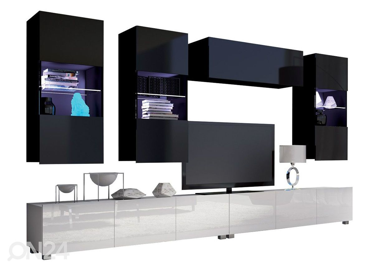 Olohuoneen kalusteryhmä 300 cm + LED-valaistus kuvasuurennos