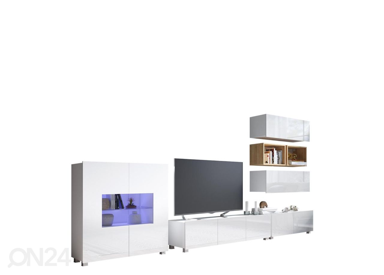 Olohuoneen kalusteryhmä 350 cm + LED-valaistus kuvasuurennos