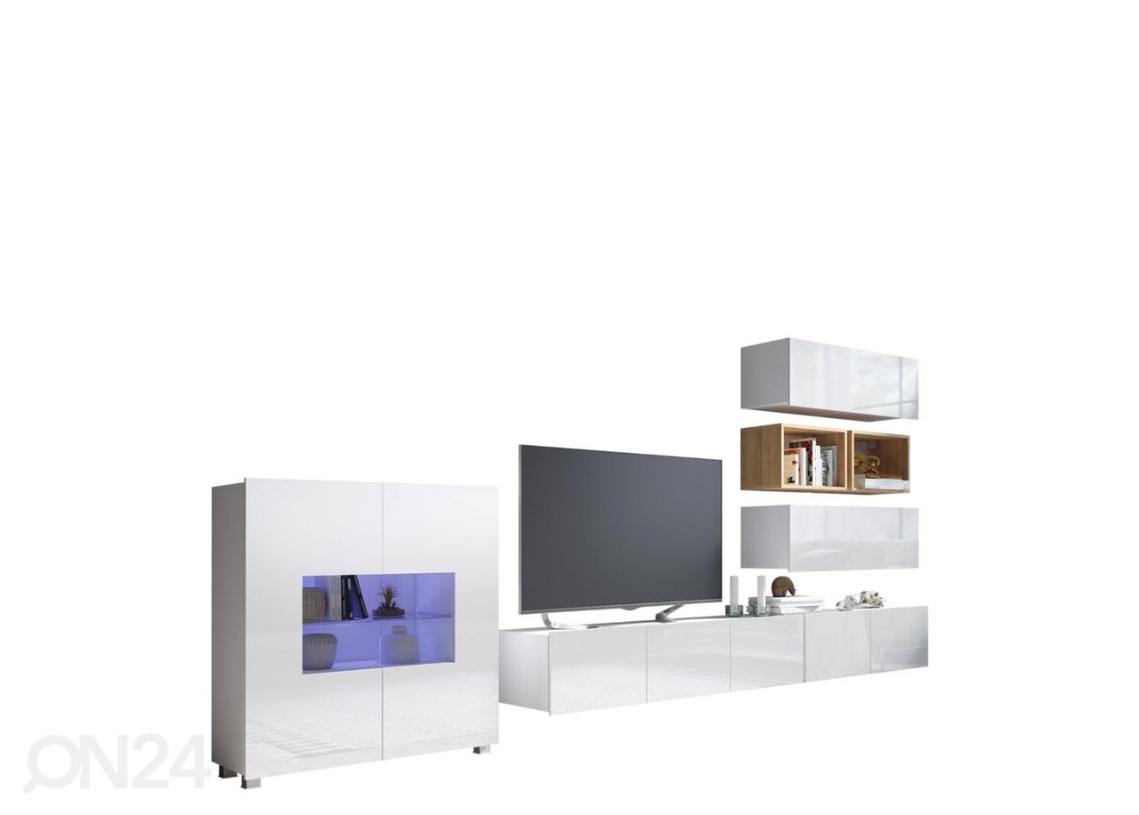 Olohuoneen kalusteryhmä 350 cm + LED-valaistus kuvasuurennos