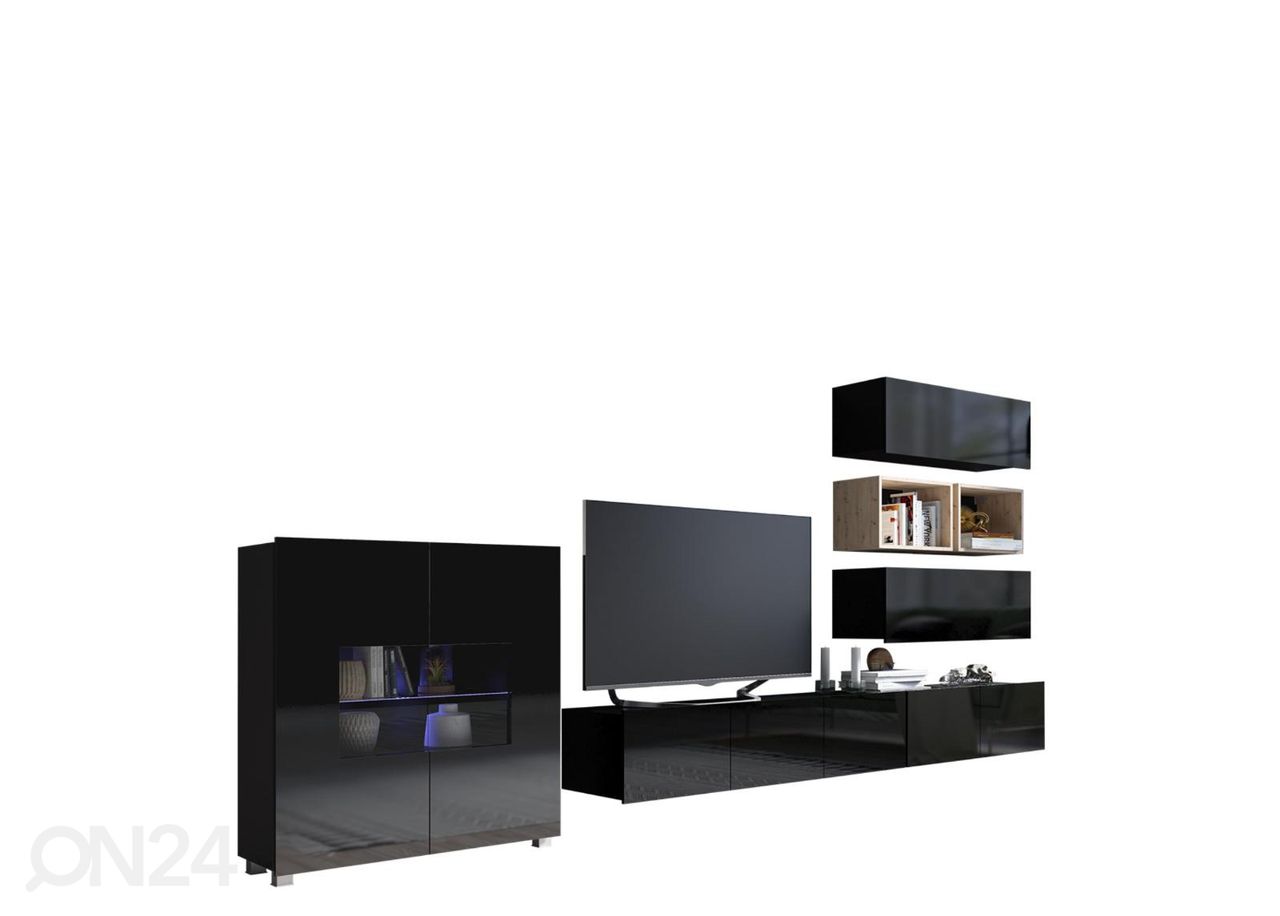 Olohuoneen kalusteryhmä 350 cm + LED-valaistus kuvasuurennos