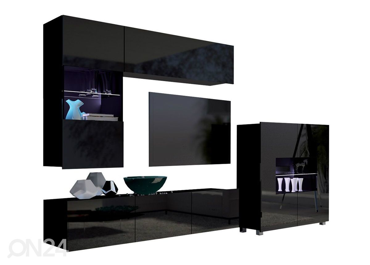 Olohuoneen kalusteryhmä Claudia 250 cm + LED-valaistus kuvasuurennos