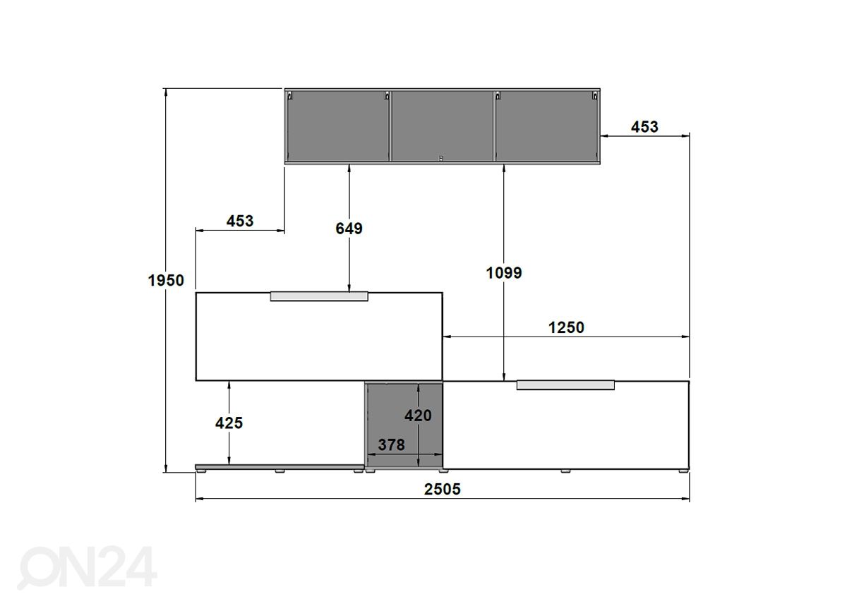 Olohuoneen kalusteryhmä Focus 250 cm kuvasuurennos