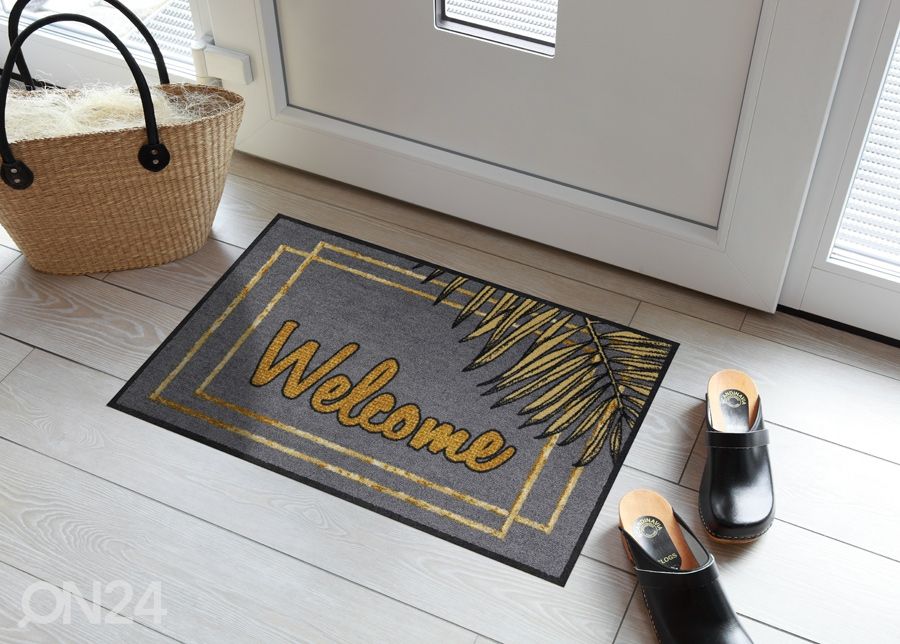 Ovimatto Welcome Gold Leaves 50x75 cm kuvasuurennos