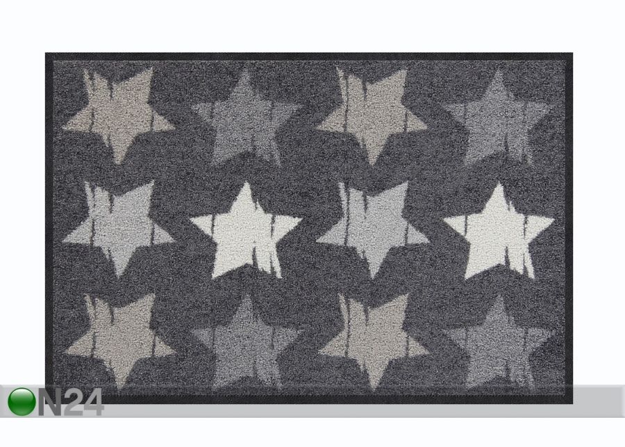 Ovimatto Wood Stars grey 50x75 cm kuvasuurennos