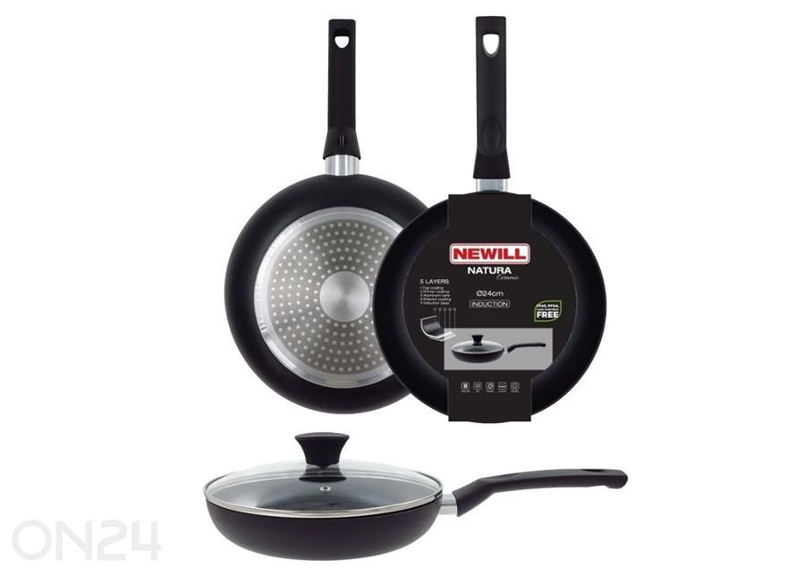 Paistinpannu Black Ceramic Ø 24 cm + pannusuoja, lasikansi, keraaminen ja induktio kuvasuurennos