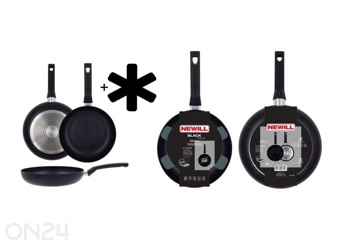 Paistinpannu Black Ceramic Ø 26 cm + pannusuoja, lasikansi, keraaminen ja induktio kuvasuurennos