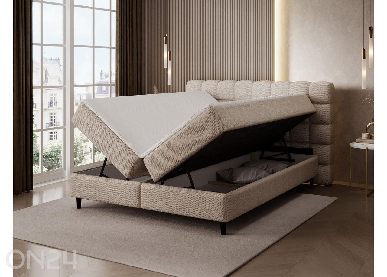 Pesukastilla varustettu kontinenttityyppinen sänky Camma 160x200 cm kuvasuurennos