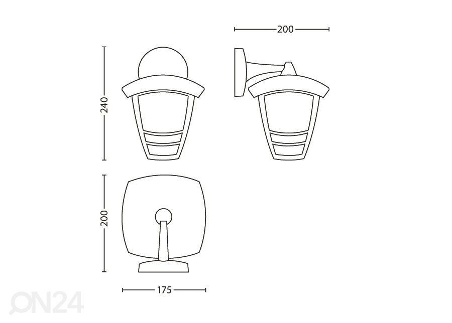 Philips Creek seinävalaisin E27 musta kuvasuurennos