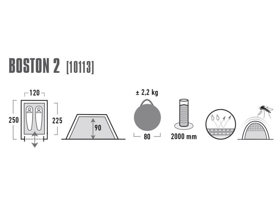Popup teltta Boston 2 Grey High Peak kuvasuurennos