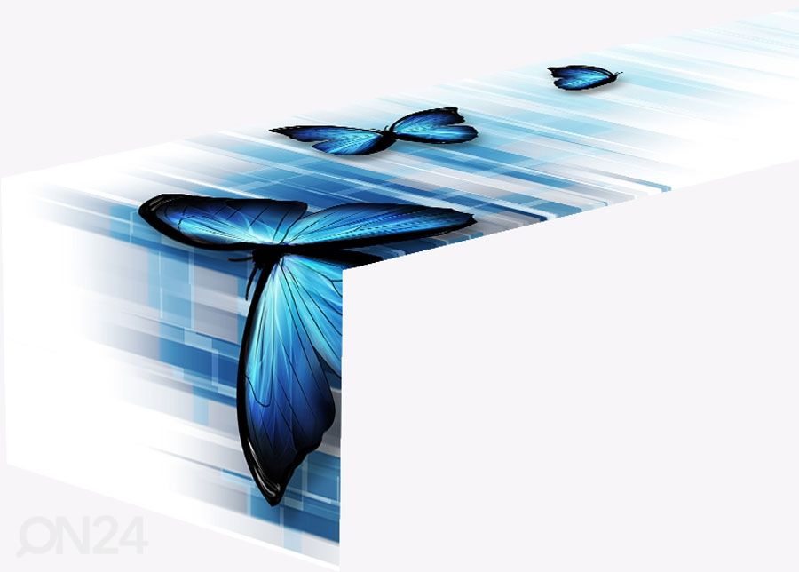 Pöytäliina BLUE BUTTERFLIES 1 40x280 cm kuvasuurennos