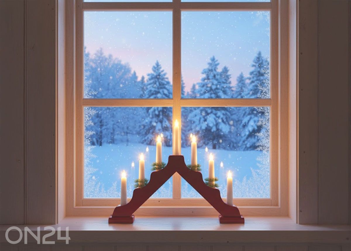 Punainen kynttilänjalka LED valolla kuvasuurennos