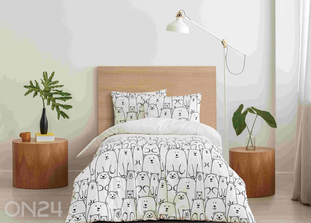 Pussilakanasetti Karhut, pussilakana 150x210 cm + tyynyliinaa 50x60 cm kuvasuurennos