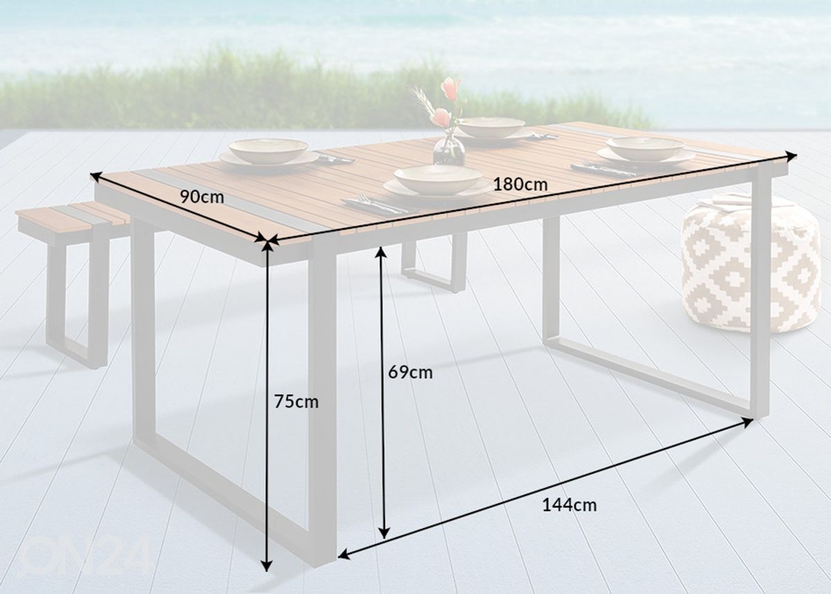 Puutarhapöytä Tampa 180x90 cm kuvasuurennos