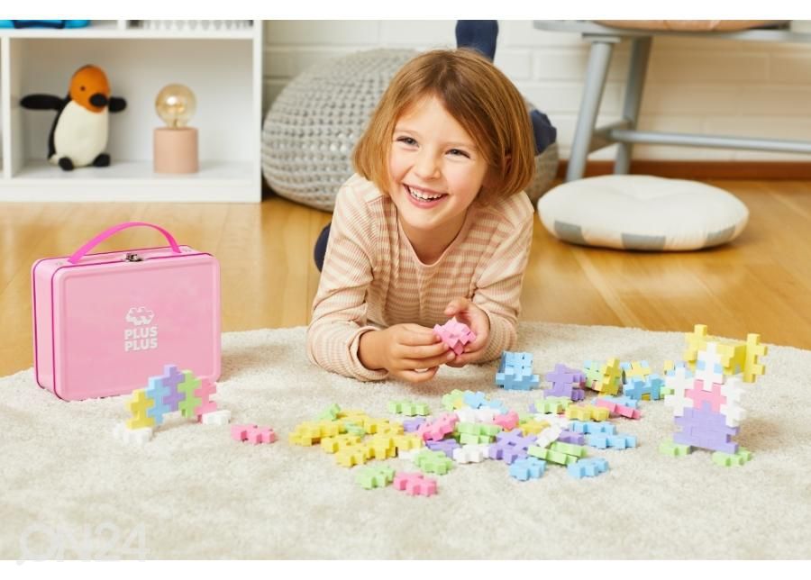 Rakennuspalikat PlusPlus BIG metallisalkussa, Pastell mix, 70 kpl kuvasuurennos