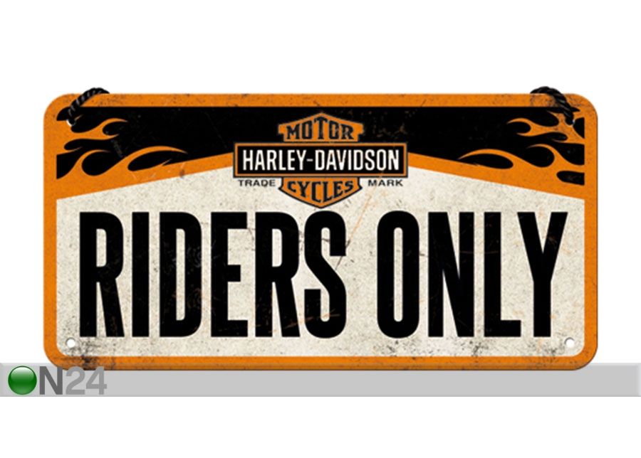 Retro metallitaulu Harley Davidson Riders Only 10x20 cm kuvasuurennos