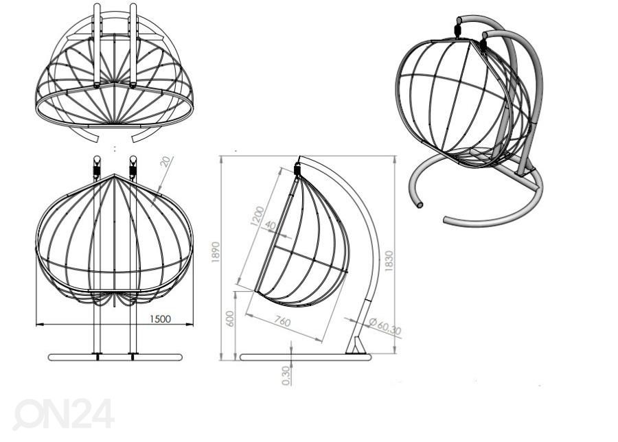 Riipputuoli kahdelle kuvasuurennos