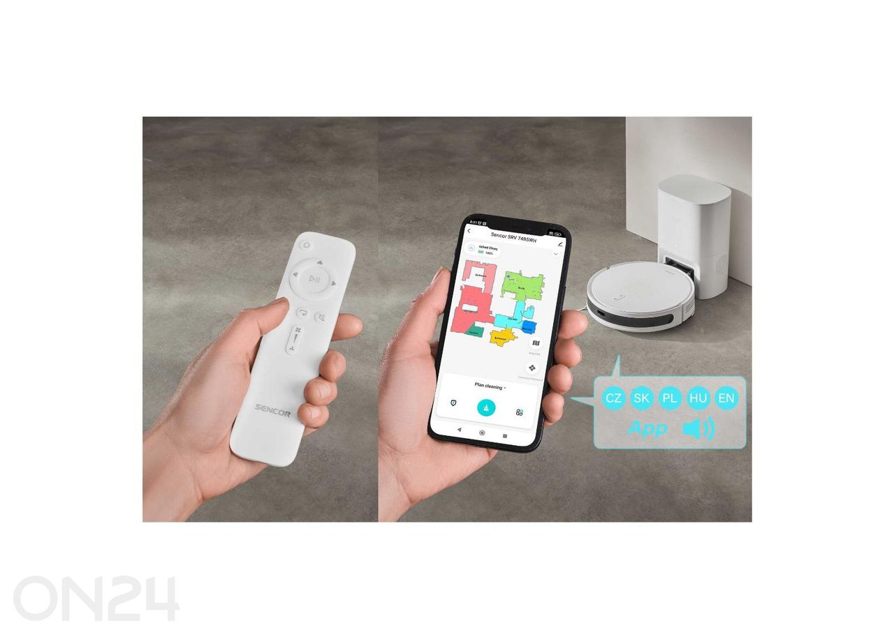 Robotti-imuri tyhjennysasemalla Sencor SRV7485WH kuvasuurennos