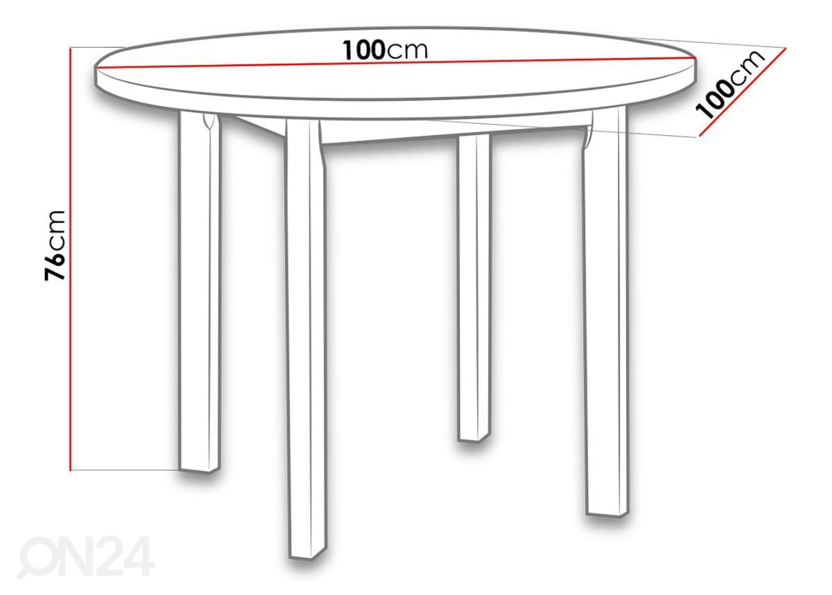 Ruokapöytä Ø 100 cm + 4 tuolia kuvasuurennos