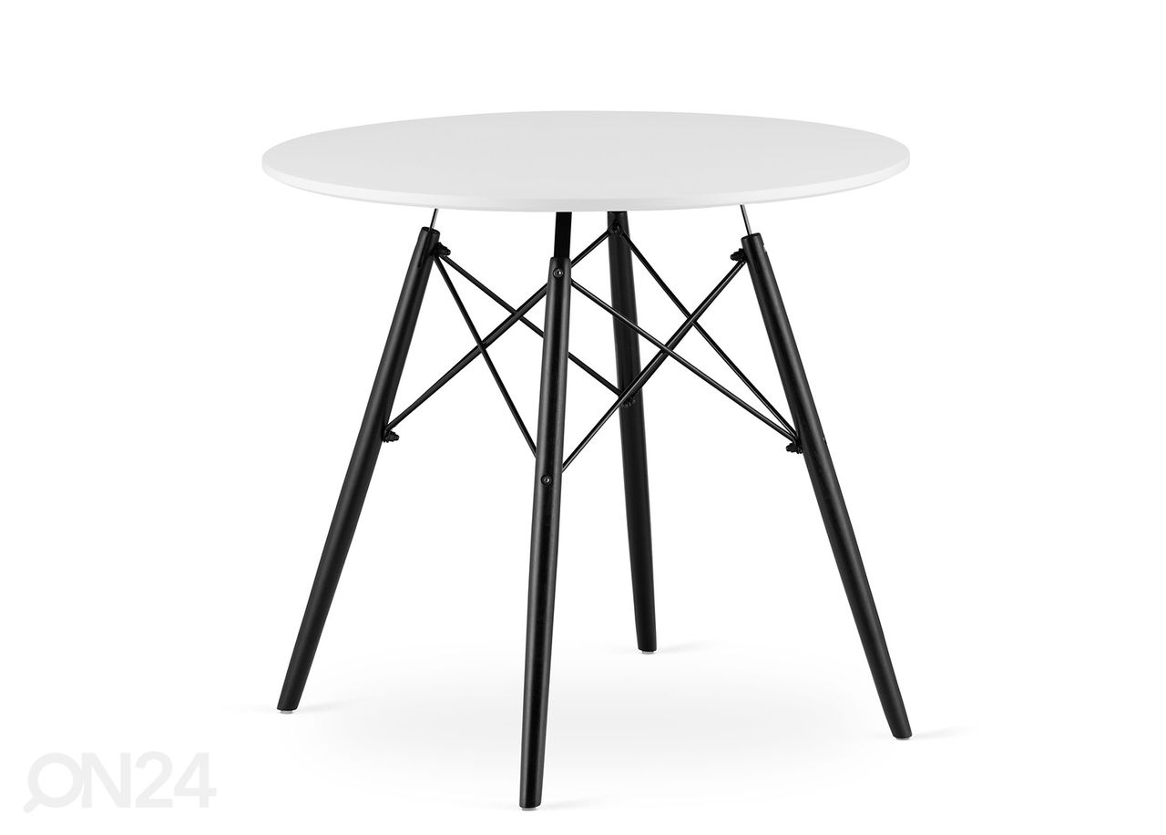 Ruokapöytä Todi Ø 80 cm, valkoinen/musta kuvasuurennos