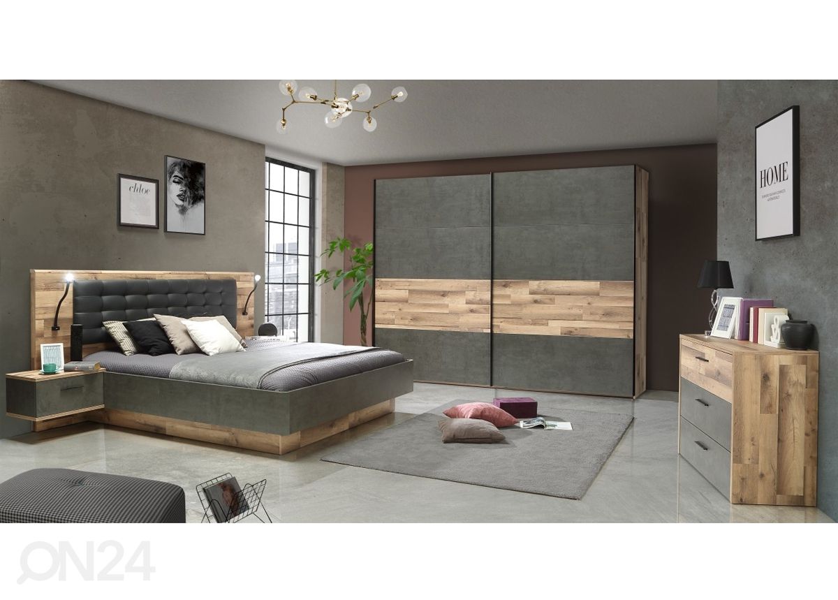 Sänky 180x200 cm + 2 yöpöytää kuvasuurennos