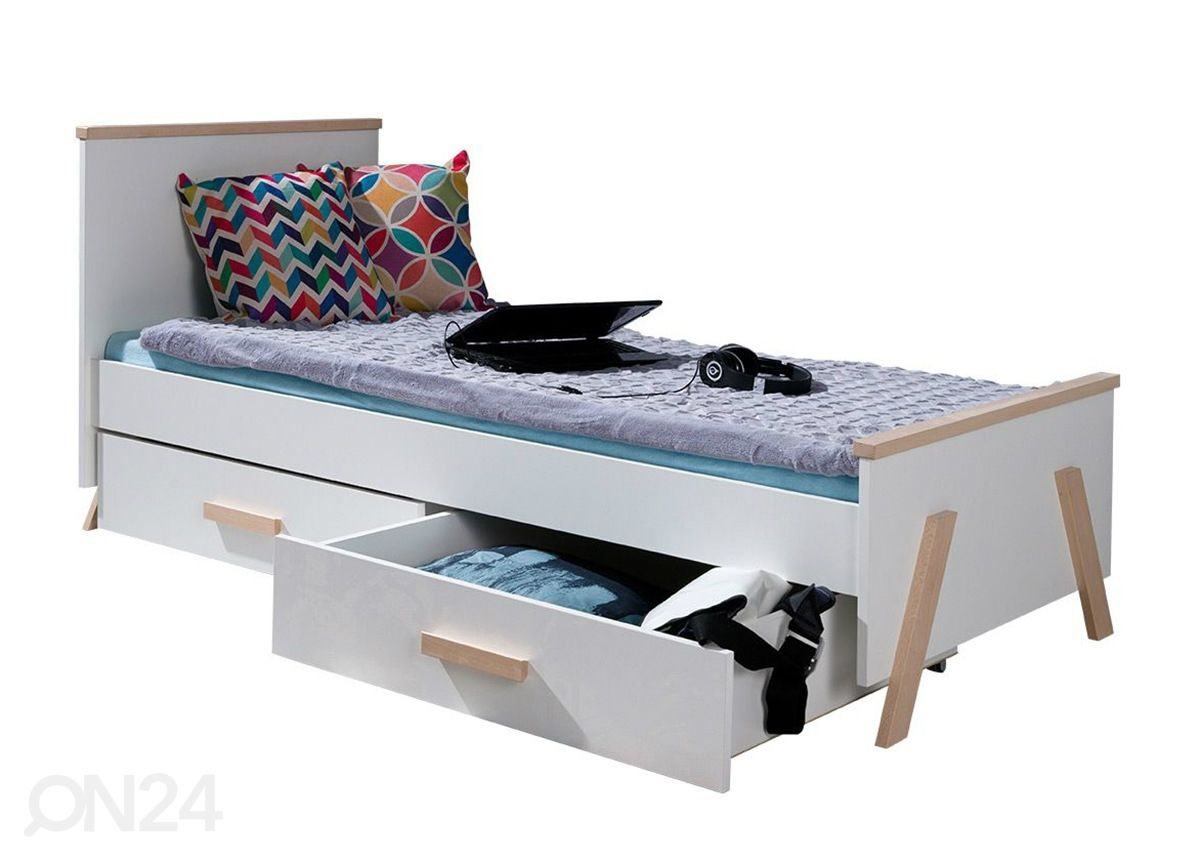 Sänky 90x200 cm + vuodevaatelaatikot kuvasuurennos