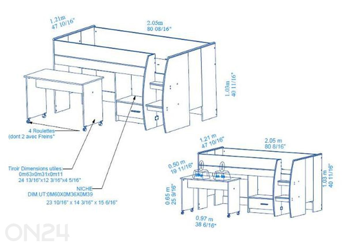 Sänky Nano Combi, 90x200 cm kuvasuurennos
