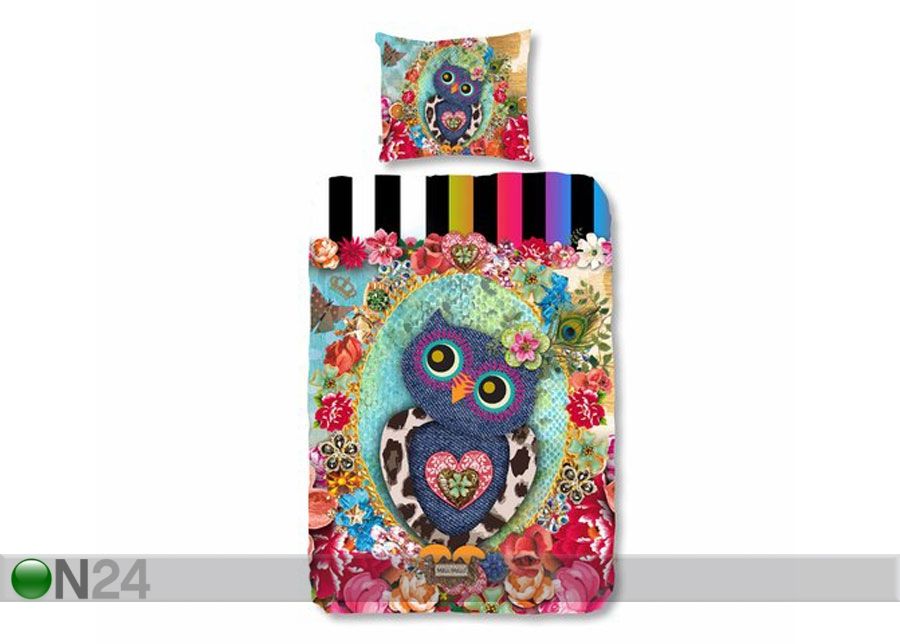 Satiini pussilakanasetti OWLIE 140x220 cm kuvasuurennos