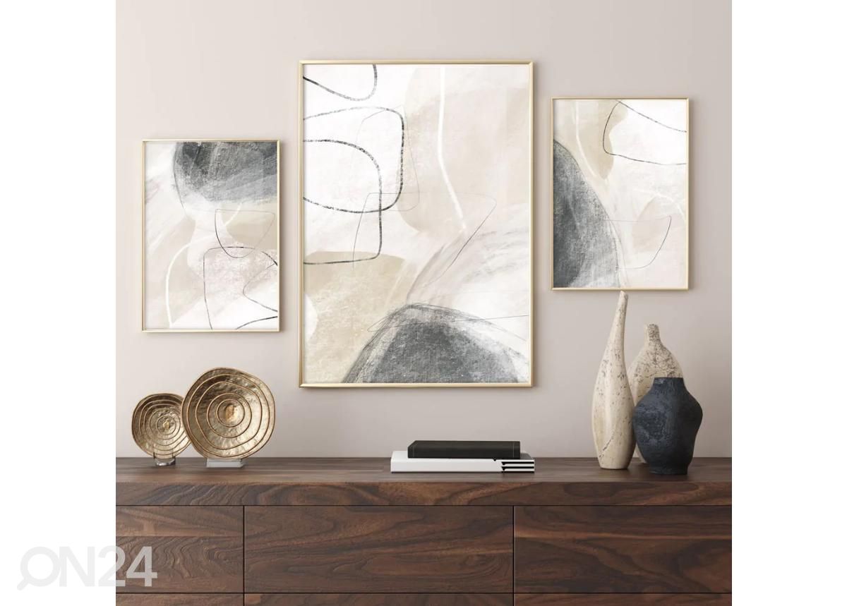 Seinäjuliste Beige abstrakti printti III 21x30 cm kuvasuurennos