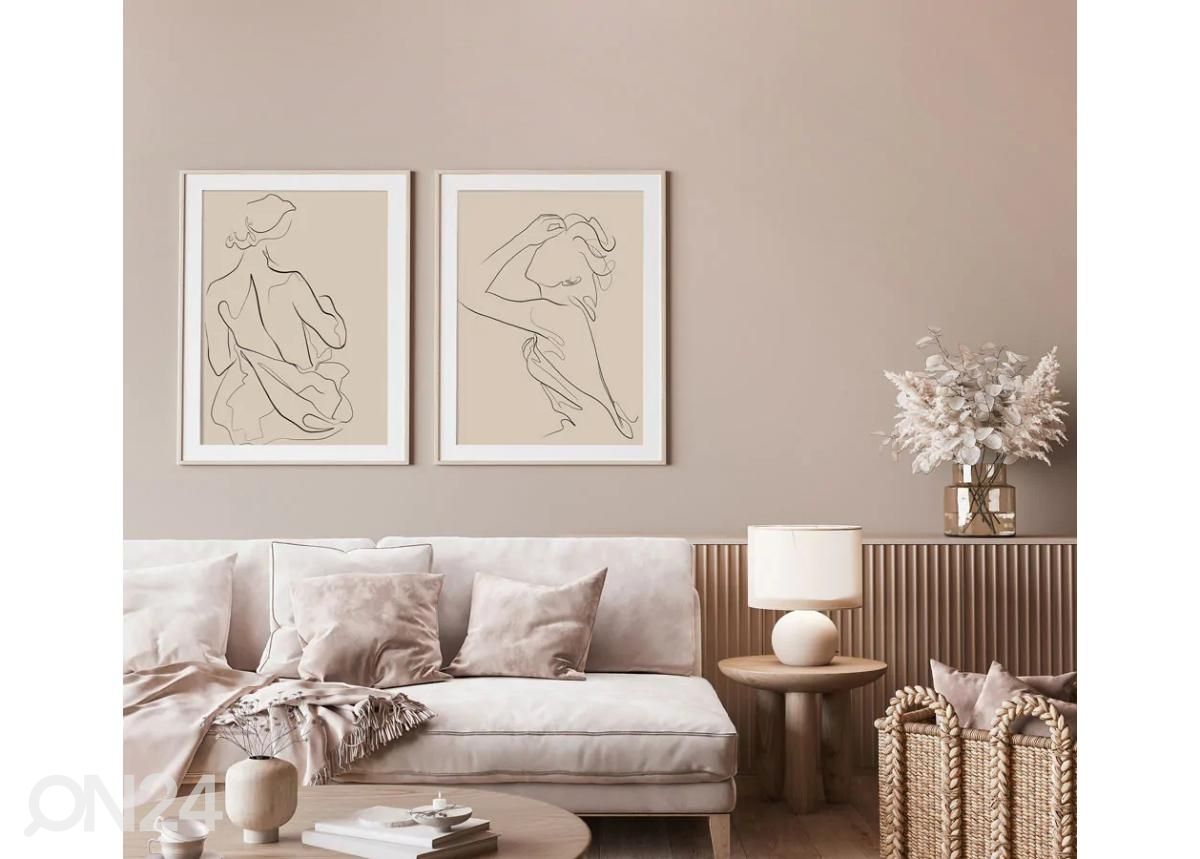 Seinäjuliste Beige line art nainen II 21x30 cm kuvasuurennos