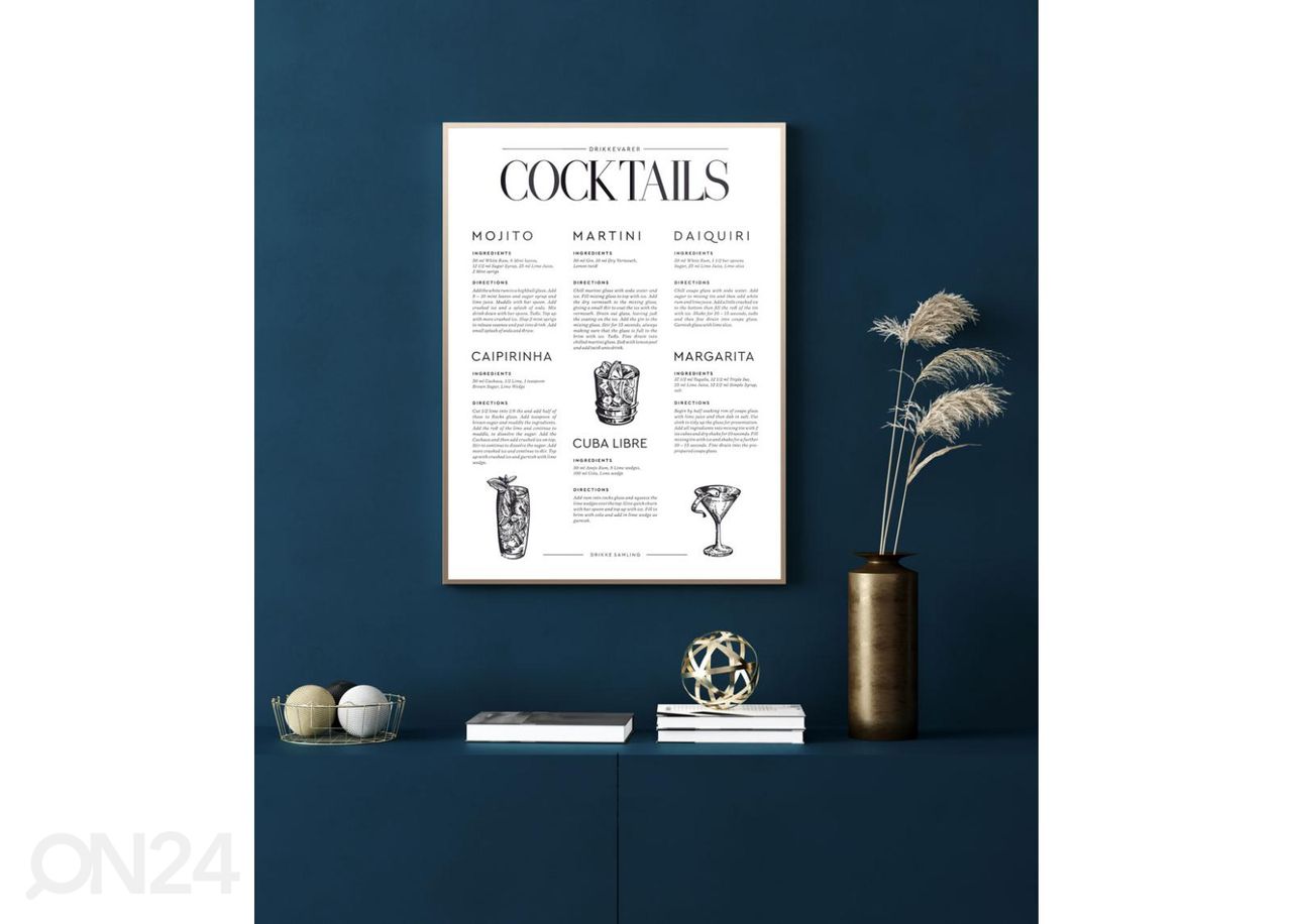 Seinäjuliste Cocktails 21x30 cm kuvasuurennos