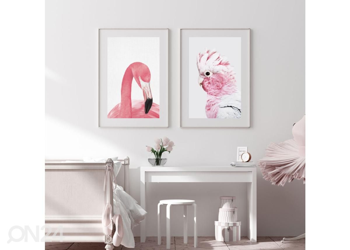 Seinäjuliste Flamingon muotokuva 21x30 cm kuvasuurennos