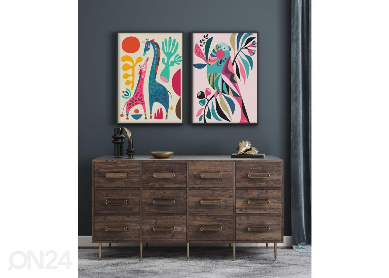 Seinäjuliste Kirahvit 50x70 cm kuvasuurennos