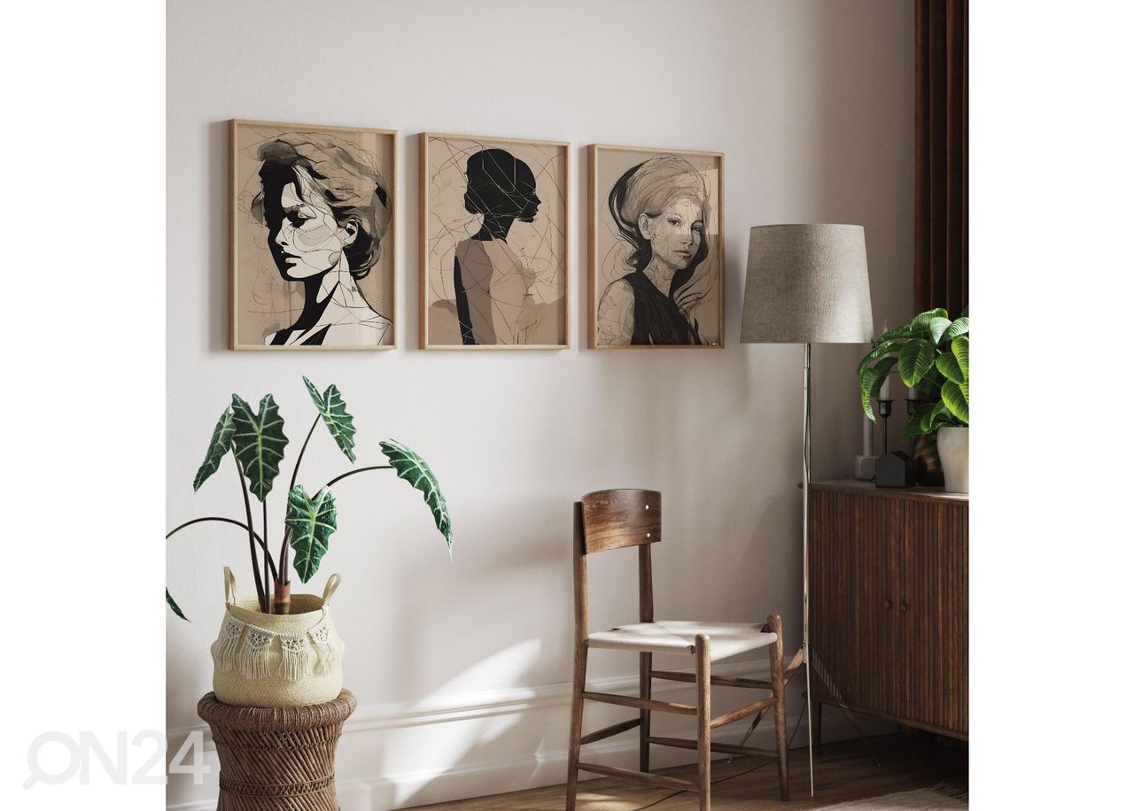 Seinäjuliste Nainen mustassa varjossa I 21x30 cm kuvasuurennos
