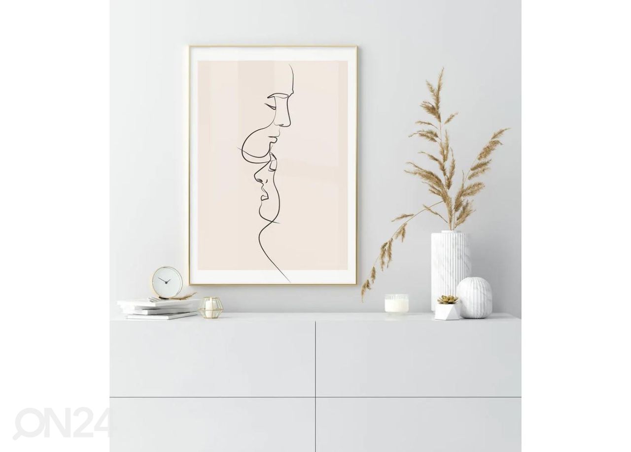 Seinäjuliste One line suudelma 21x30 cm kuvasuurennos