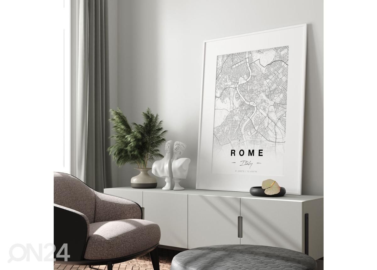 Seinäjuliste Rooman kartta 21x30 cm kuvasuurennos