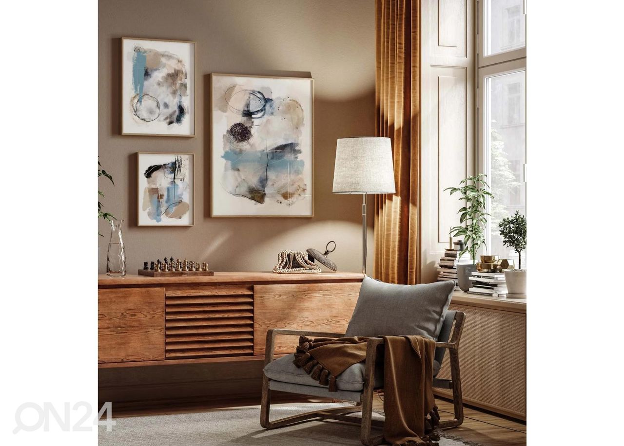 Seinäjuliste Siniset vesivärit I 21x30 cm kuvasuurennos