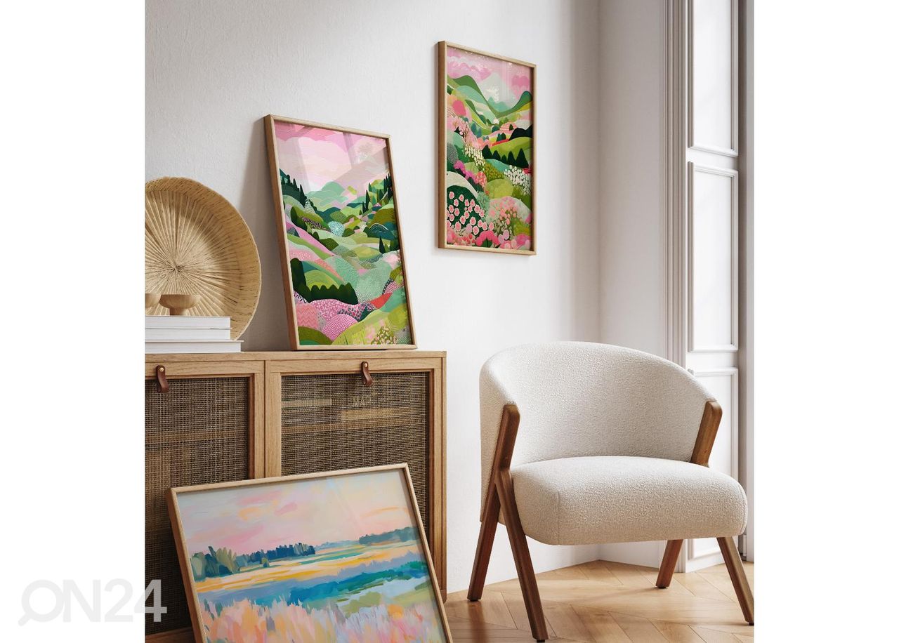 Seinäjuliste Vaaleanpunainen maisema I 21x30 cm kuvasuurennos