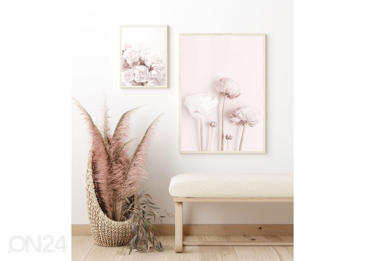 Seinäjuliste Vaaleanpunaiset kukat 21x30 cm kuvasuurennos