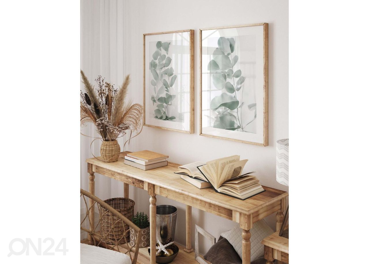 Seinäjuliste Vihreät eukalyptuksen lehdet II 21x30 cm kuvasuurennos