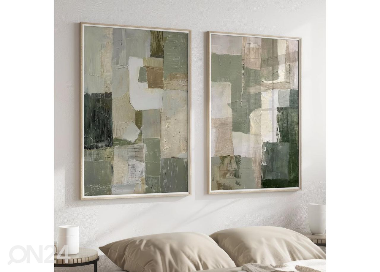 Seinäjuliste Vihreät neliöt I 21x30 cm kuvasuurennos