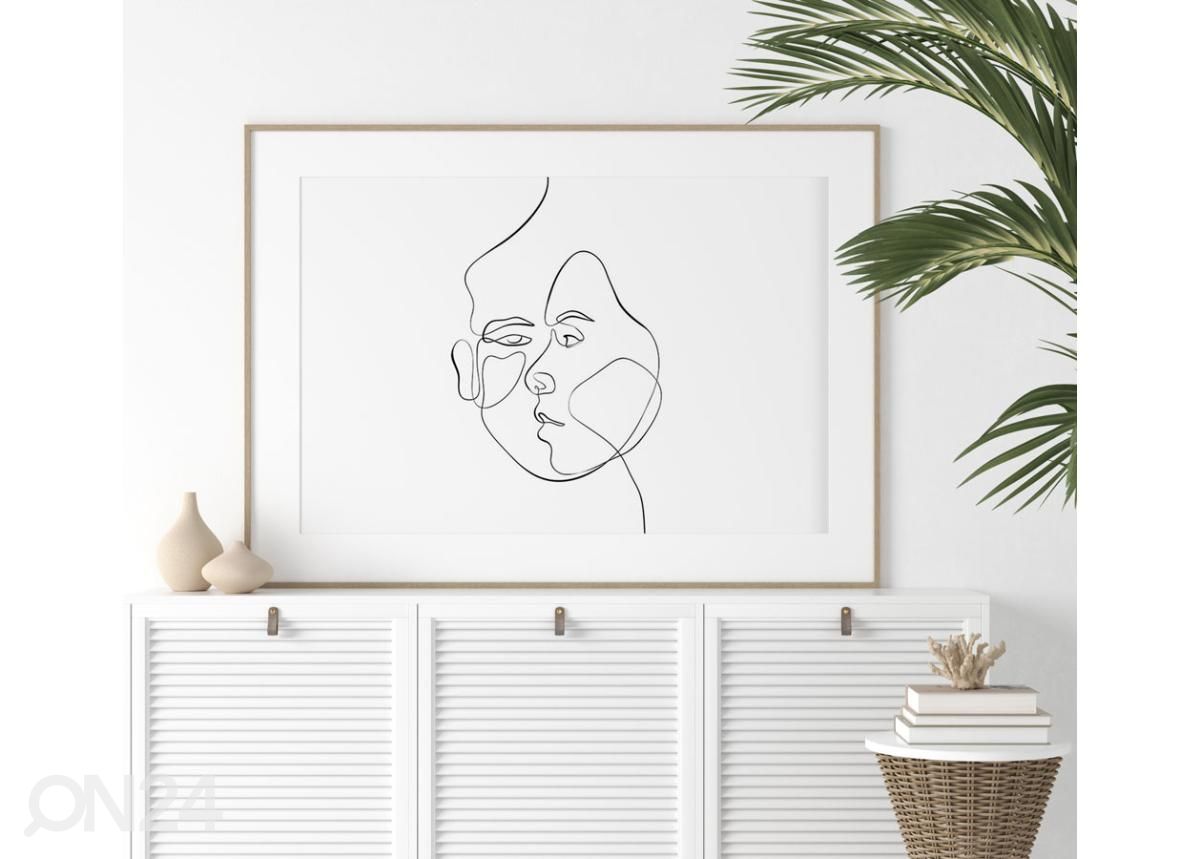 Seinäjuliste Yhden viivan kasvot 21x30 cm kuvasuurennos
