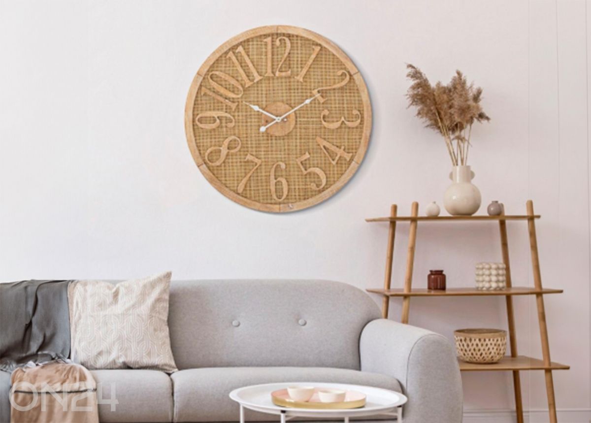 Seinäkello Boho Ø 60 cm, luonnollinen kuvasuurennos