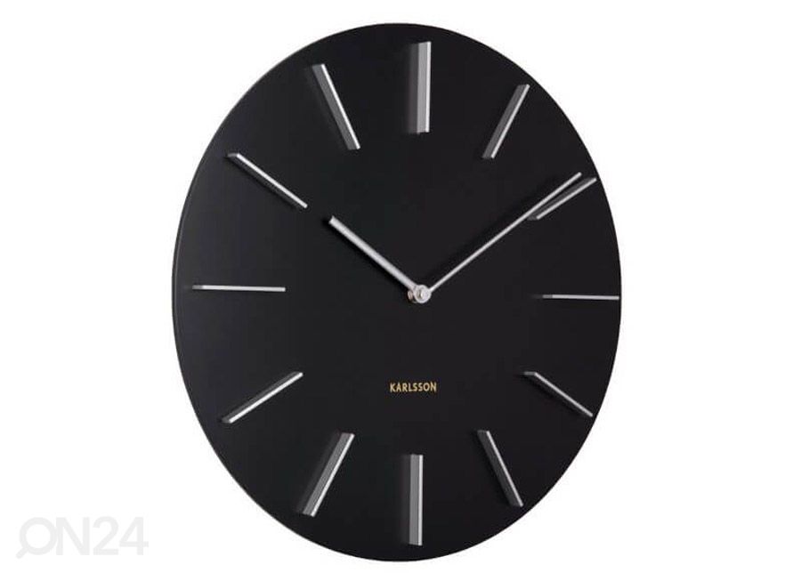 Seinäkello Karlsson Discreet Ø40 cm, musta-hopea kuvasuurennos