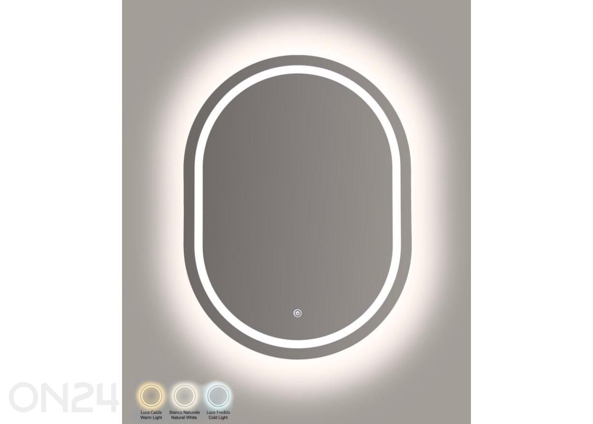 Seinäpeili LED 60x80 cm, hopea kuvasuurennos