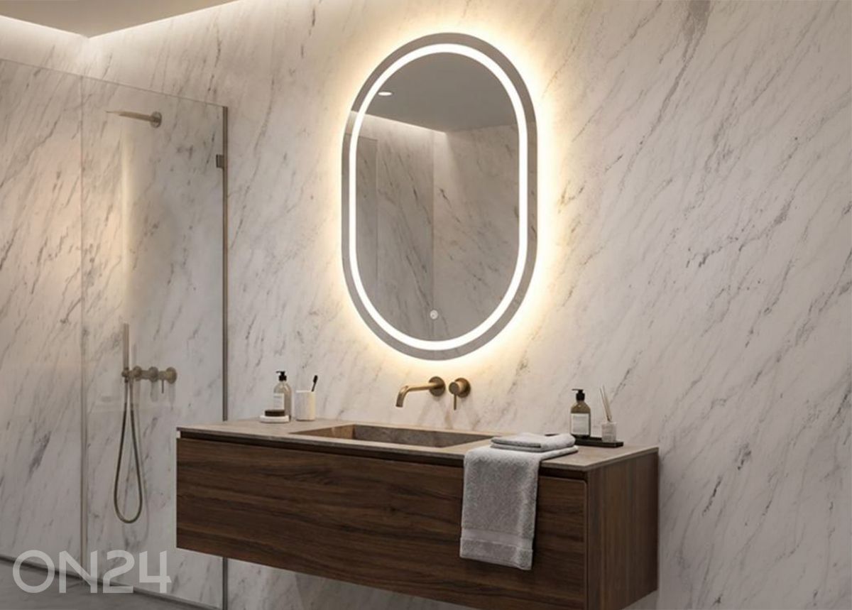 Seinäpeili LED 60x80 cm, hopea kuvasuurennos