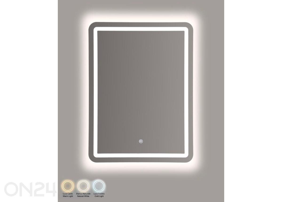 Seinäpeili LED 60x80 cm, hopeanvärinen kuvasuurennos