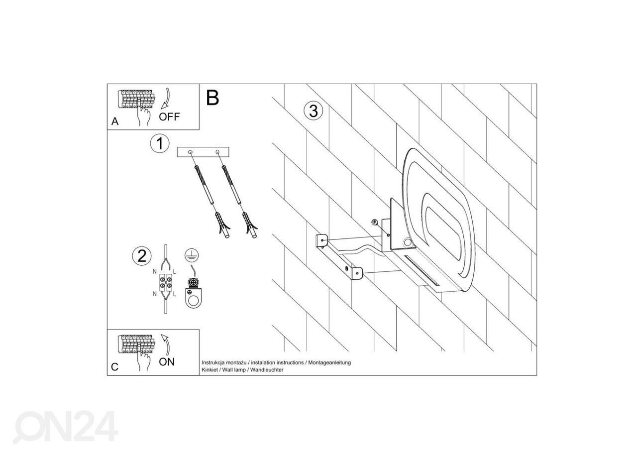 Seinävalaisin Saccon, valkoinen kuvasuurennos
