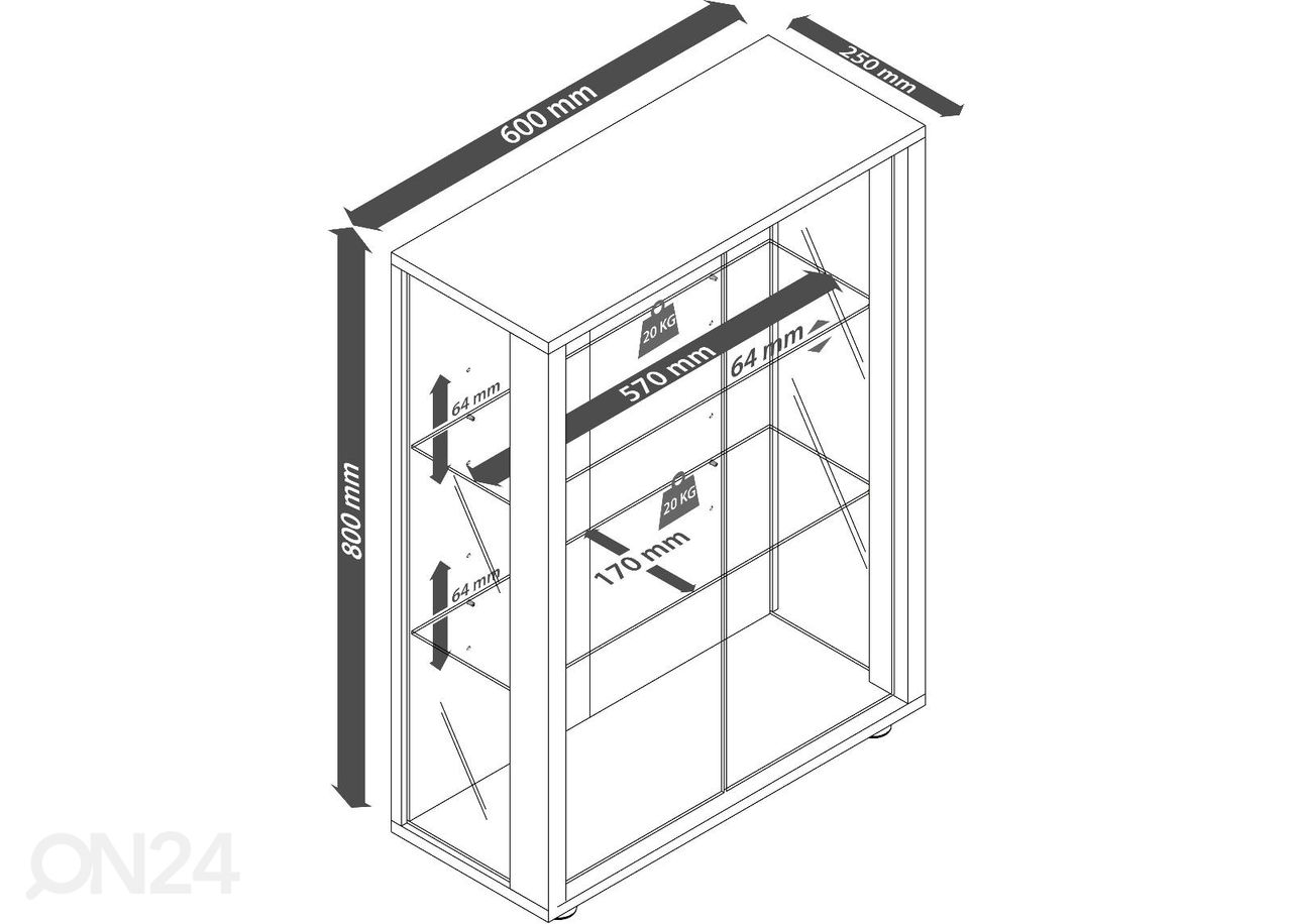 Seinävitriini Udina 60 cm kuvasuurennos