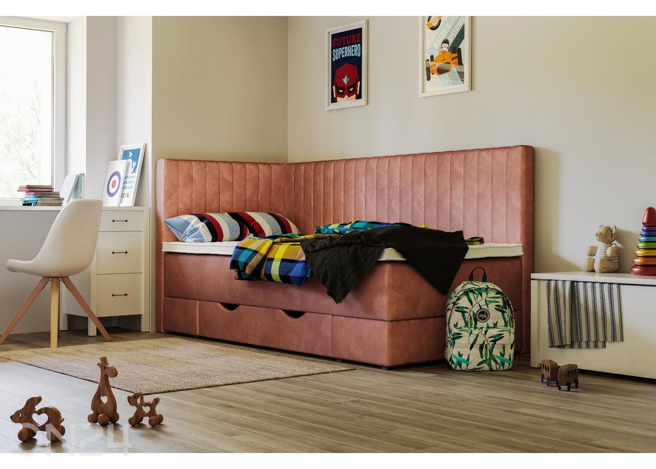 Sime Beds jenkkisänky vuodevaatelaatikolla Nora 80x200 cm kuvasuurennos
