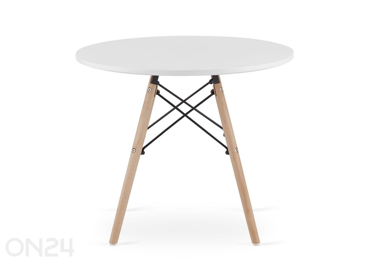 Sohvapöytä Ø60 cm, valkoinen/pyökki kuvasuurennos
